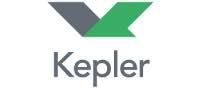Kepler logo featuring a green and gray geometric arrow icon above the brand name in gray text.