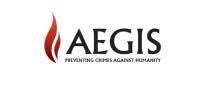 AEGIS Trust logo with a red flame icon and the tagline Preventing Crimes Against Humanity.