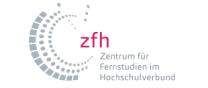 ZFH Zentrum für Fernstudien im Hochschulverbund logo with concentric grey dotted circles and maroon text.