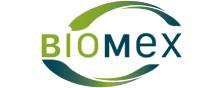 Biomex logo in green and teal with curved swoosh elements symbolizing life sciences and biotechnology.