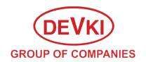 Red DEVKI Group of Companies logo featuring bold text inside a red oval on a white background.